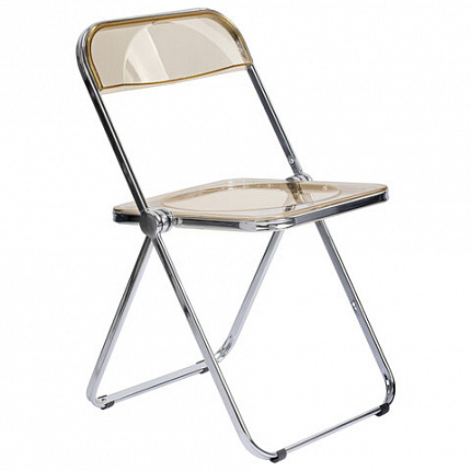 Стул складной прозрачный янтарный BRABIX "Glam CF-020", хромированный каркас, пластик, 533246