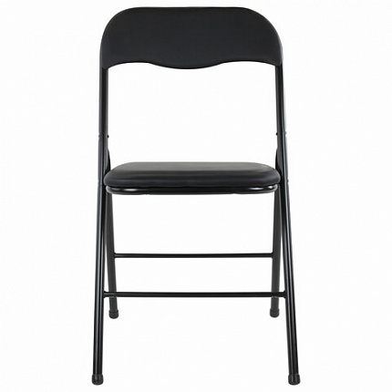 Стул складной BRABIX "Golf CF-007", черный каркас, кожзам черный, гофрокороб, 533024