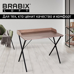 Стол на металлокаркасе BRABIX "LOFT CD-008", 900х500х780 мм, цвет морёный дуб, 641863