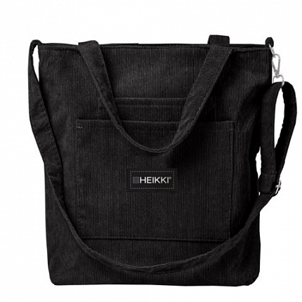 Сумка-шоппер HEIKKI, вельвет, карманы, 35х30 см, черный, 272437