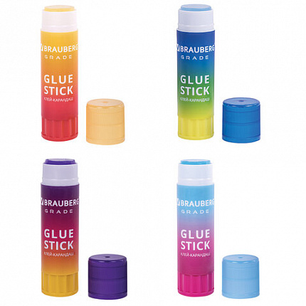Клей-карандаш в градиентном корпусе BRAUBERG GRADE, 21 г, PVP-основа, ассорти, 271247