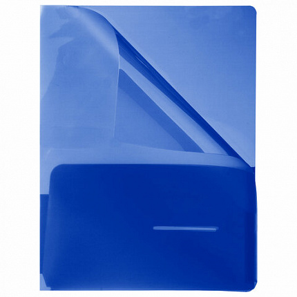 Папка-уголок 2 кармана непрозрачная А4 BRAUBERG SPECIAL, синяя, 0,18 мм, 273060