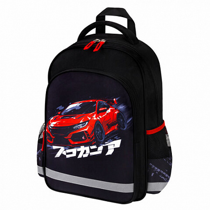 Рюкзак ПИФАГОР SCHOOL, 1 отделение, 3 кармана, "Street race", 38x28х14 см, 273169