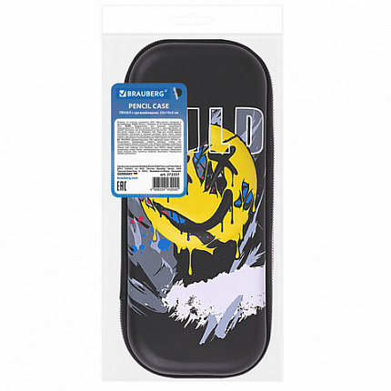 Пенал BRAUBERG, 1 отделение, 1 откидная планка, EVA, 22х10х5 см, "Wild face", 272337