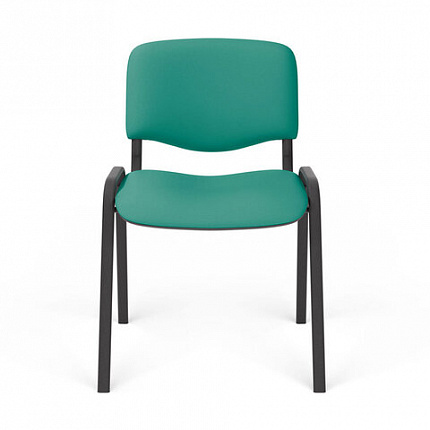 Стул для персонала и посетителей "ИЗО", черный каркас, ткань зеленая, В-27/С-34