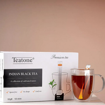 Чай TEATONE "Indian black tea" черный индийский, 100 стиков по 1,8 г, 1246