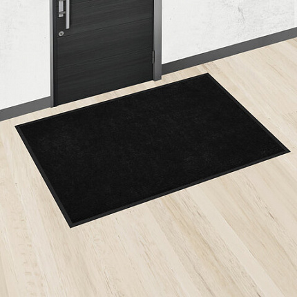 Коврик придверный 80х120 см, ЧЕРНЫЙ, влаго-грязезащитный, 430 г/м2, ребристый, ЛЮБАША СТАНДАРТ, 701036