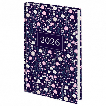 Ежедневник датированный 2026 145х215 мм, А5, STAFF, ламинированная обложка, "Flowers", 117318