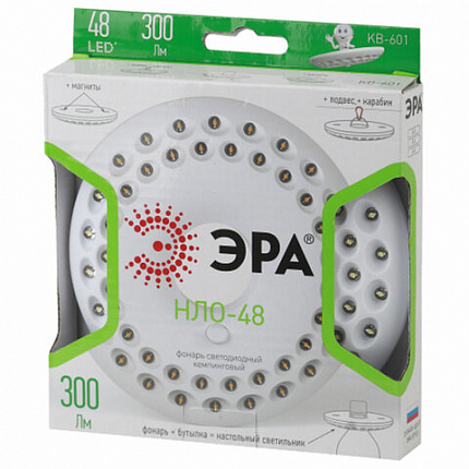 Фонарь туристический ЭРА 48xLED, крепление карабин, магниты, питание 3xAA (не в комплекте), KB-601, Б0029178