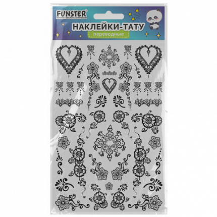 Наклейки-тату переводные "Ассорти", 29х15,5 см, ассорти 12 видов, FUNSTER (ФАНСТЕР), 666106