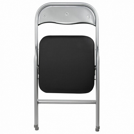 Стул складной BRABIX "Golf CF-007", серебристый каркас, кожзам чёрный, 532891