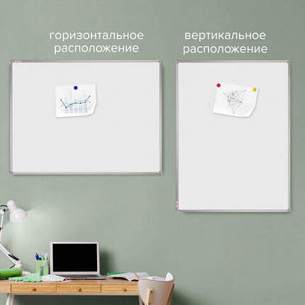 Доска магнитно-маркерная 90х120 см, алюминиевая рамка, ГАРАНТИЯ 10 ЛЕТ, STAFF, 235463