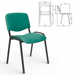 Стул для персонала и посетителей "ИЗО", черный каркас, ткань зеленая, В-27/С-34