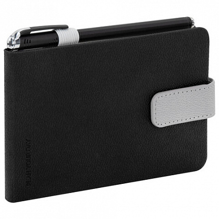 Еженедельник недатированный МАЛЫЙ ФОРМАТ 105х158мм BRAUBERG "Modern" под кожу, застежка, 64 листа, черный, 118656