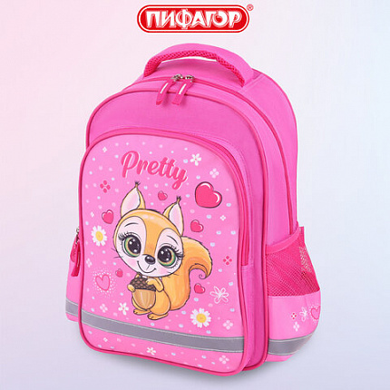 Рюкзак ПИФАГОР SCHOOL, 1 отделение, 3 кармана, "Squirrel", 38x28х14 см, 271404