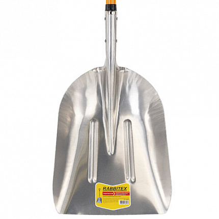 Лопата алюминиевая для снега 37х48 см, ОБЩАЯ ДЛИНА 120 см, черенок стекловолокно, V-ручка, RABBITEX (РАББИТЕКС) "FIBERGLASS", 700486