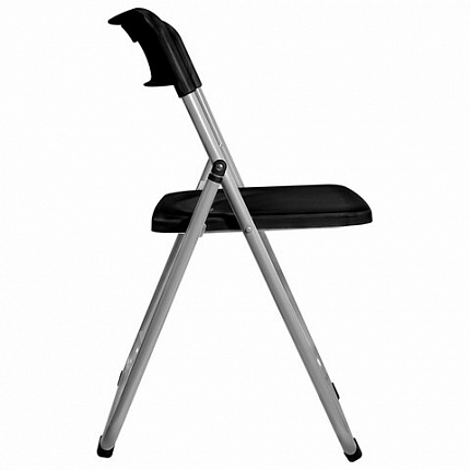 Стулья складные BRABIX "Golf Lite CF-017", КОМПЛЕКТ 4 шт., серебристый каркас, пластик, чёрный, 533034