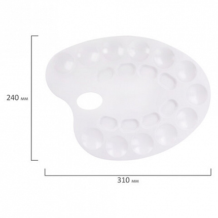 Палитра для рисования ПИФАГОР белая, пластиковая, овальная, 20 ячеек, 227808