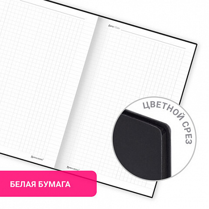 Блокнот А5 138x213 мм, BRAUBERG "Personal", под кожу, 80 листов, клетка, черный, 116608