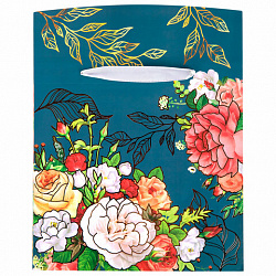 Пакет-коробка подарочный (1 штука) ассорти "Цветы", 22,5х13,5х20 см, тиснение фольгой, ламинация 90077, 90078, 90077