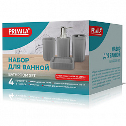 Набор аксессуаров для ванной комнаты, 4 предмета, серый, пластик, PRIMILA (ПРИМИЛА), 700111