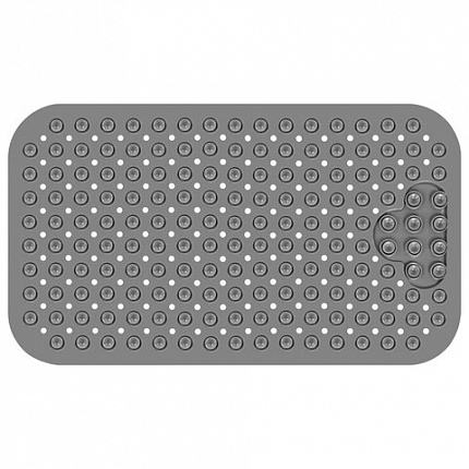Коврик для ванны противоскользящий с теркой для ступней 70х40 см, серый, ПВХ, присоски, PRIMILA (ПРИМИЛА), 700374