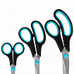 Ножницы BRAUBERG SOFT GRIP, НАБОР 3 штуки (140, 190, 230 мм), эргономичные черно-бирюзовые ручки, ВЫГОДНАЯ УПАКОВКА, 238411