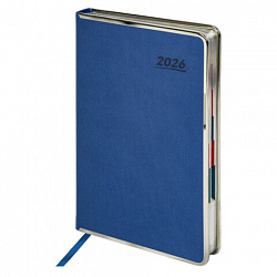 Ежедневник датированный 2026 А5 148х218 мм, GALANT "Infinity Silver", под кожу, синий, 117496