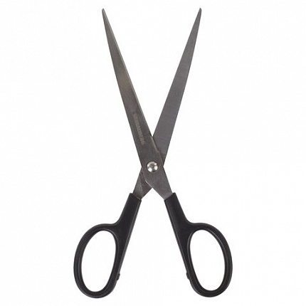 Ножницы BRAUBERG "Standard" 205 мм, черные, классической формы, 2-х сторонняя заточка, 237097