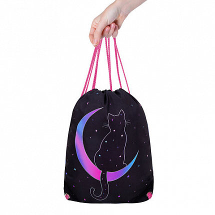 Мешок для обуви BRAUBERG PREMIUM, карман, подкладка, светоотражайка, 43х33 см, "Night moon", 274645