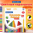 Карандаши цветные BRAUBERG PREMIUM, 24 цвета, трехгранные, грифель 3 мм, 181663