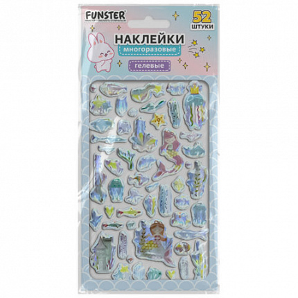 Наклейки гелевые "Блестящий микс", 15,5х9,5 см, ассорти 6 видов, FUNSTER (ФАНСТЕР), 666086