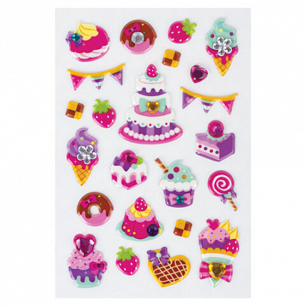 Наклейки зефирные "Праздник", многоразовые, перламутровые со стразами, 10х15 см, ЮНЛАНДИЯ, 661838