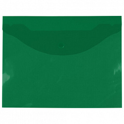 Папка-конверт с кнопкой прозрачная МАЛОГО ФОРМАТА А5, BRAUBERG UNIVERSAL, зеленая, 0,15 мм, 273069