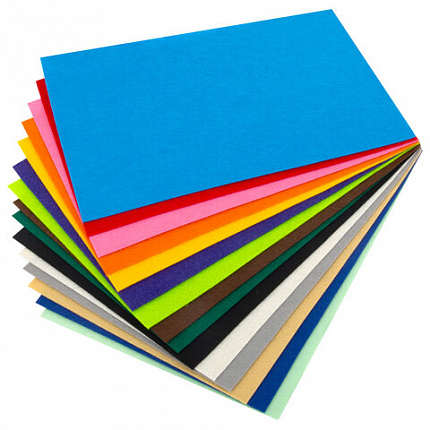 Фетр жесткий А4, 1 мм, 15 листов, 15 цветов, плотность 160 г/м2, ОСТРОВ СОКРОВИЩ, 665668