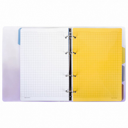 Тетрадь на кольцах А5 175х220мм, 120л, пластик, с разделителями, BRAUBERG, Фиолетовый, 404627
