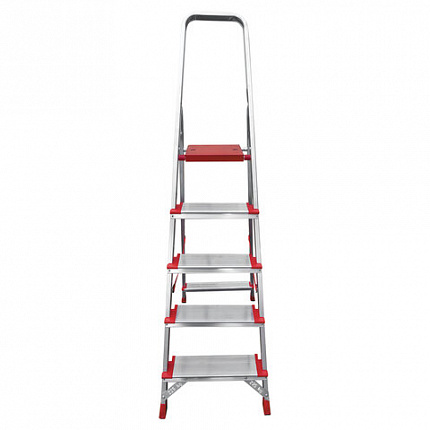 Стремянка алюминиевая 5 ШИРОКИХ СТУПЕНЕЙ 13 см, площадка 1,1 м, нагрузка 225 кг, вес 6 кг, НОВАЯ ВЫСОТА, 3117105, 5110105/3117105