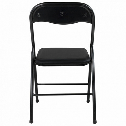 Стул складной BRABIX "Golf CF-007", черный каркас, кожзам черный, гофрокороб, 533024