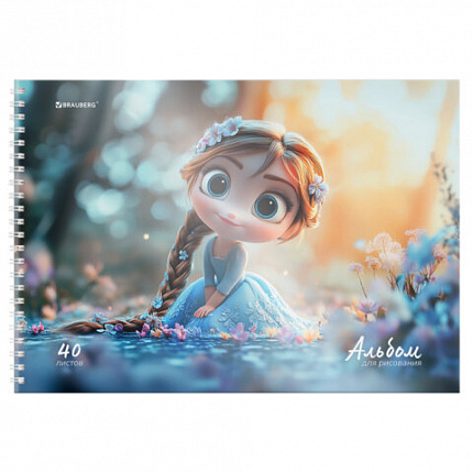 Альбом для рисования, пластиковая обложка, А4 40л., гребень, BRAUBERG, 210х297мм, АССОРТИ-1 (8 видов), 107682