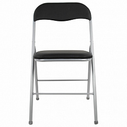 Стул складной BRABIX "Golf CF-007", серебристый каркас, кожзам чёрный, 532891