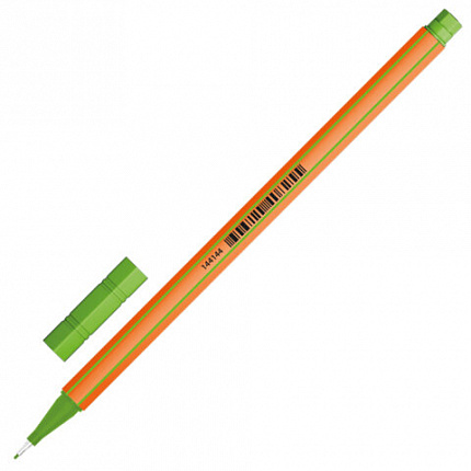 Ручка капиллярная (линер) ЗЕЛЕНАЯ, BRAUBERG FINE 040, металлический наконечник, шестигранная, линия письма 0,4 мм, 144144