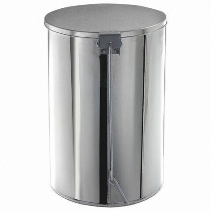 Ведро мусорное с педалью 20 литров, УСИЛЕННОЕ, кольцо под мешок, хром, нержавеющая сталь, ТИТАН
