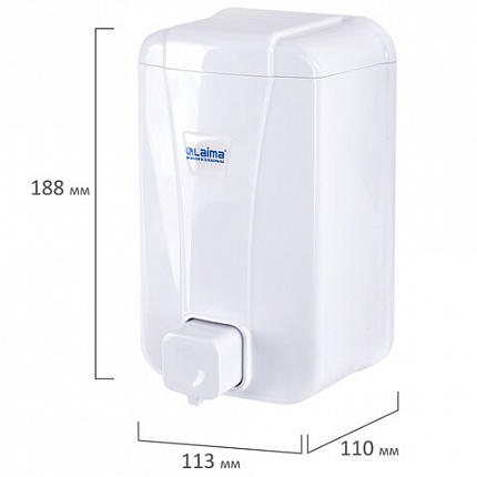 Дозатор для жидкого мыла LAIMA PROFESSIONAL LSA, НАЛИВНОЙ, объем 1 л, цвет белый, 607995, 3430-0