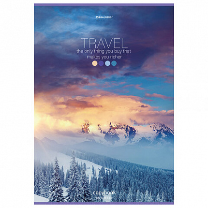 Тетрадь А4, 96 л., BRAUBERG, скоба, клетка, обложка картон, "Journey", 404064