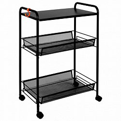 Этажерка офисно-бытовая "Ладья-33КС", 650х450х300 мм, 2 яруса + столик, металл, черная, Э 356 Ч