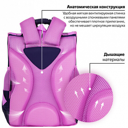 Ранец ПИФАГОР BASIC, 1 отделение, 3 кармана, эргономичная спинка, "Playing foxes", 35х28х18 см, 273136