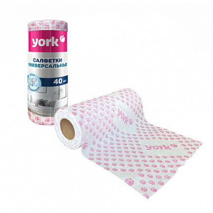 Салфетки ВИСКОЗНЫЕ, Тюльпан Премиум, 25х40см, РУЛОН 40шт, 60г/м2, YORK, 020480