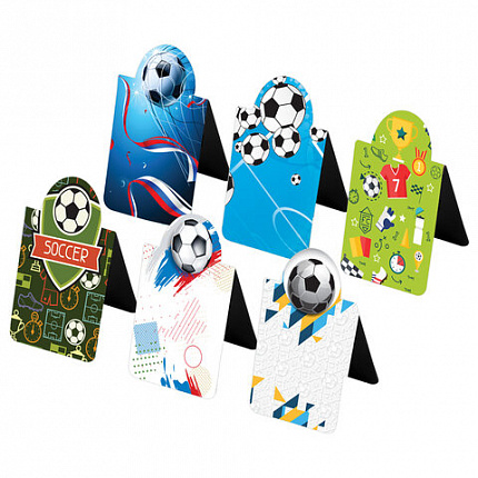 Закладки для книг МАГНИТНЫЕ c высечкой, "FOOTBALL", набор 6 шт., 35х25 мм, BRAUBERG, 113161