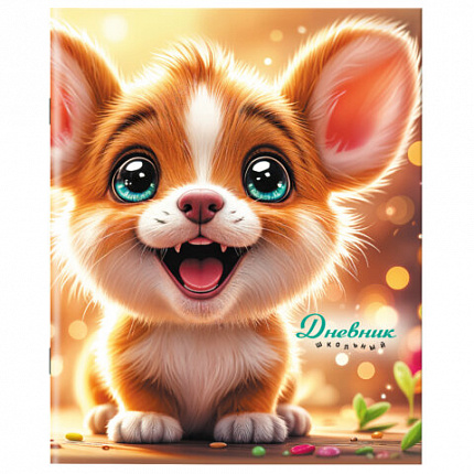 Дневник 1-11 класс 40 л., на скобе, ПИФАГОР, обложка картон, "Собачка", 107134