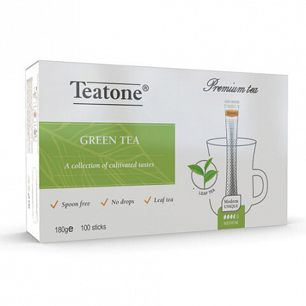Чай TEATONE "Green tea" зеленый классический, 100 стиков по 1,8 г, 1241